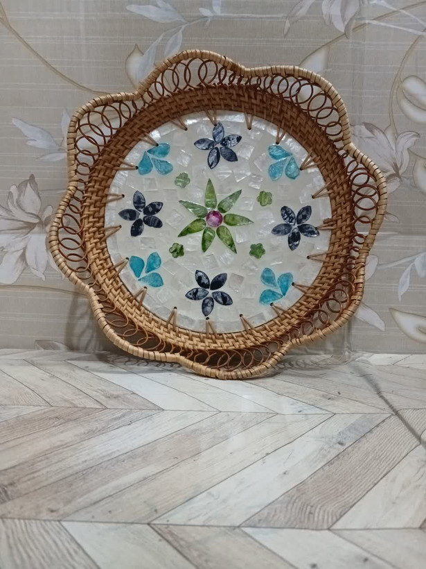 سینی گردموج داربافت طرحدار