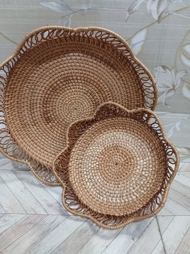 سبد حصیری بافت طرح گل