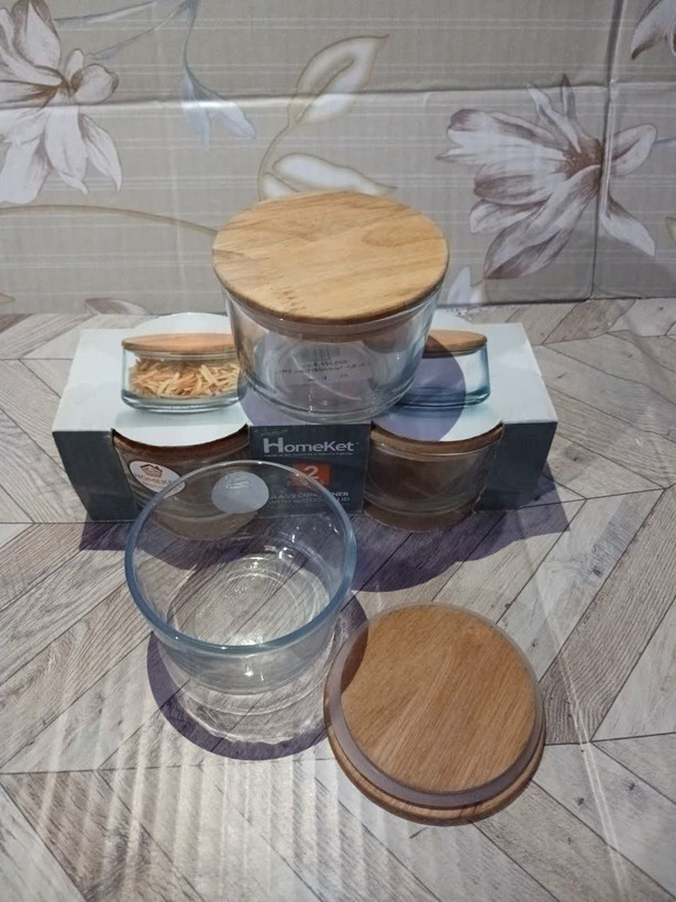 ظرف شیشه ای 190MLدر چوب