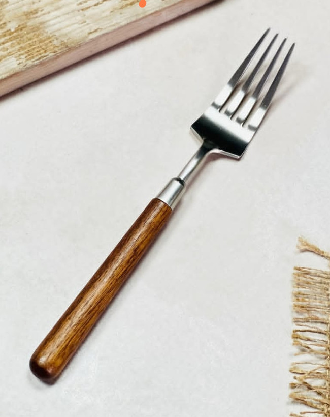 قاشق و چنگال استیل دسته چوبی