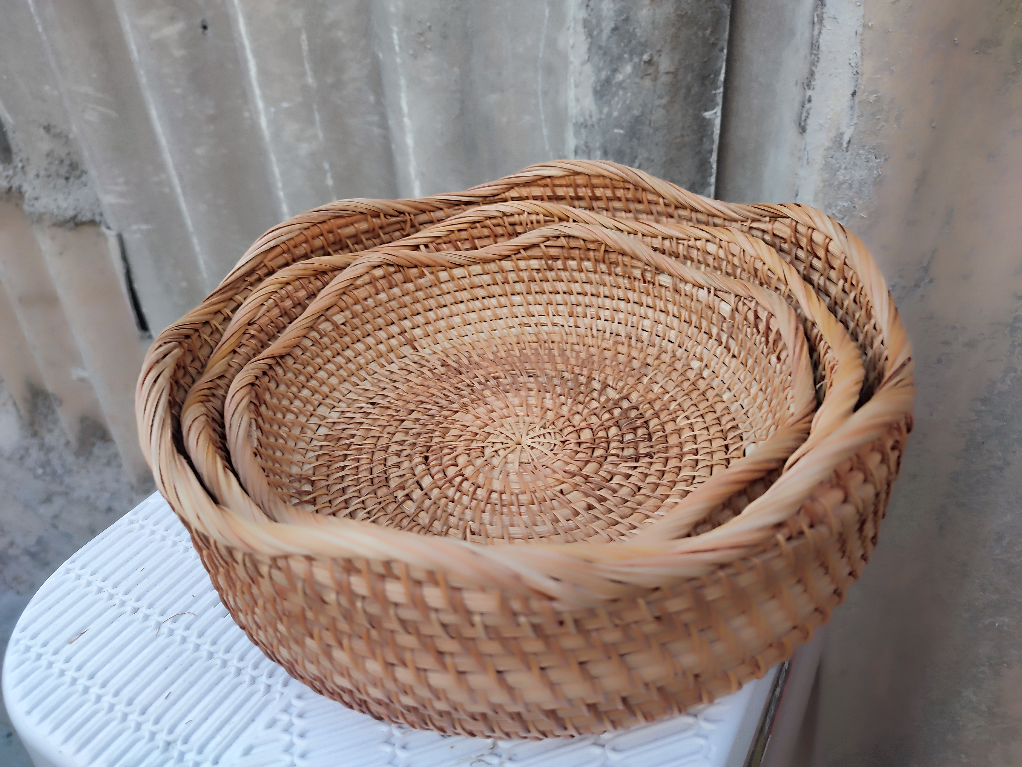 سبد حصیری گرد  (۳ سایز)