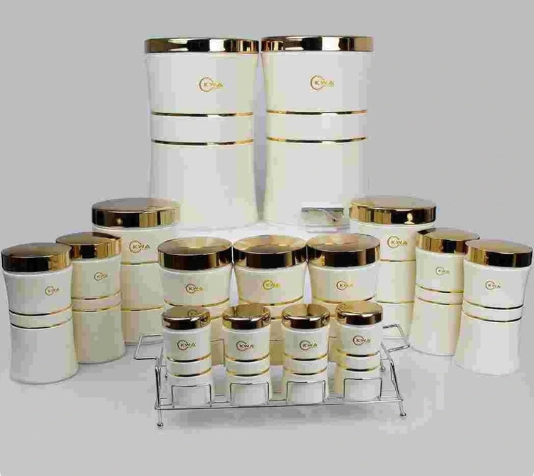 سرویس آشپزخانه (۱۶ تکه ) پارچه کمر باریک ( کرم در طلایی)