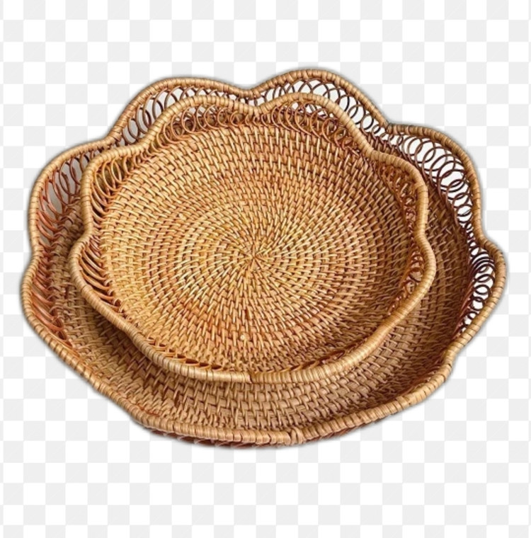 سبد حصیری بافت ۲ سایز طرح گل ( وارداتی)