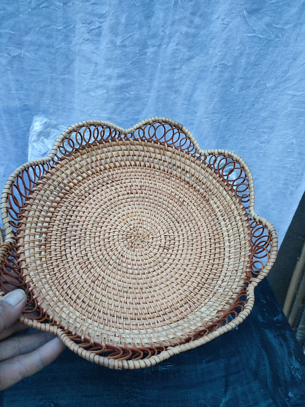 سبد حصیری بافت ۲ سایز طرح گل ( وارداتی)