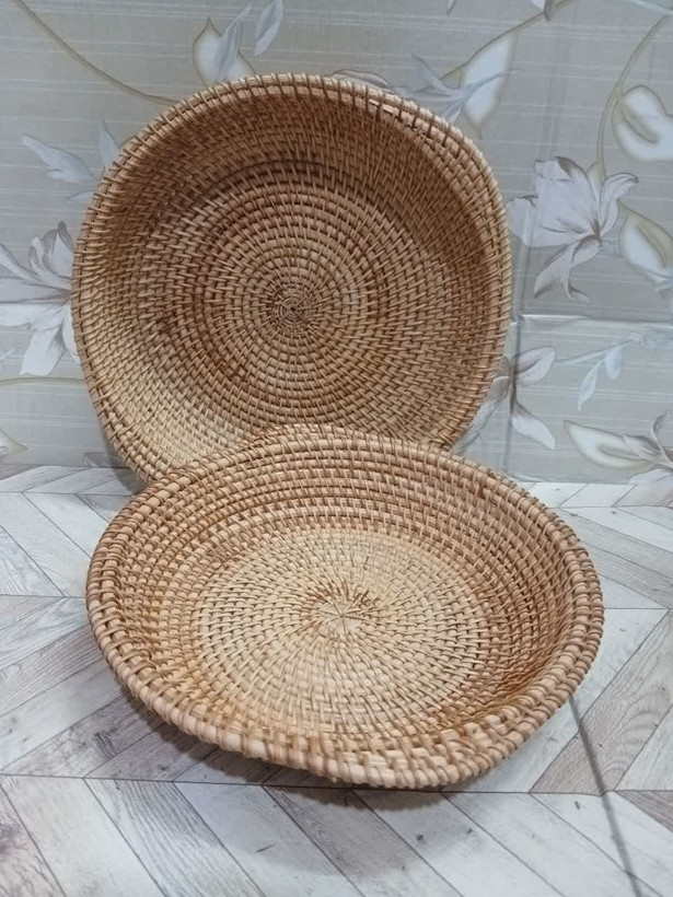سبد میوه خوری حصیری بافت دسته دار ( وارداتی)